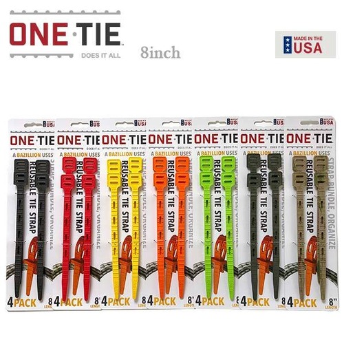 ONE-TIE 8inch ワンタイ 8インチ 4本パック 7色 アウトドア 業務用 荷造紐 ツーリング made in USA