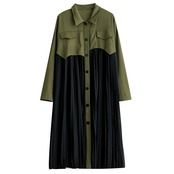 メッシュ プリーツ シャツワンピース  00019