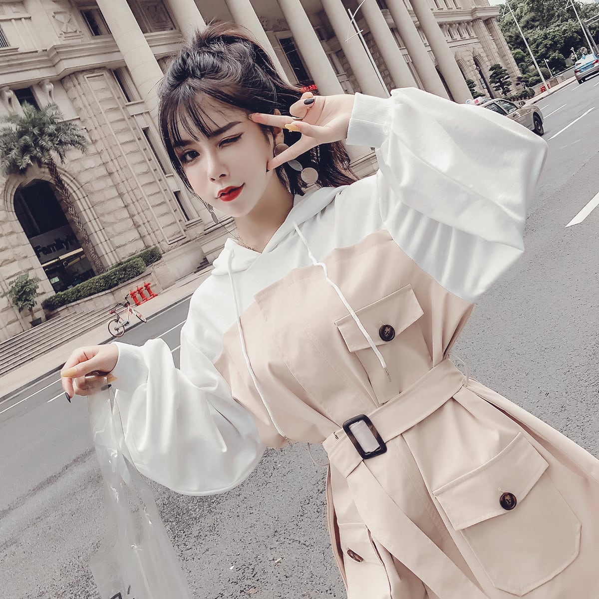 ♉ワンピース レディース ブラック■レイヤード風 韓国ファッション