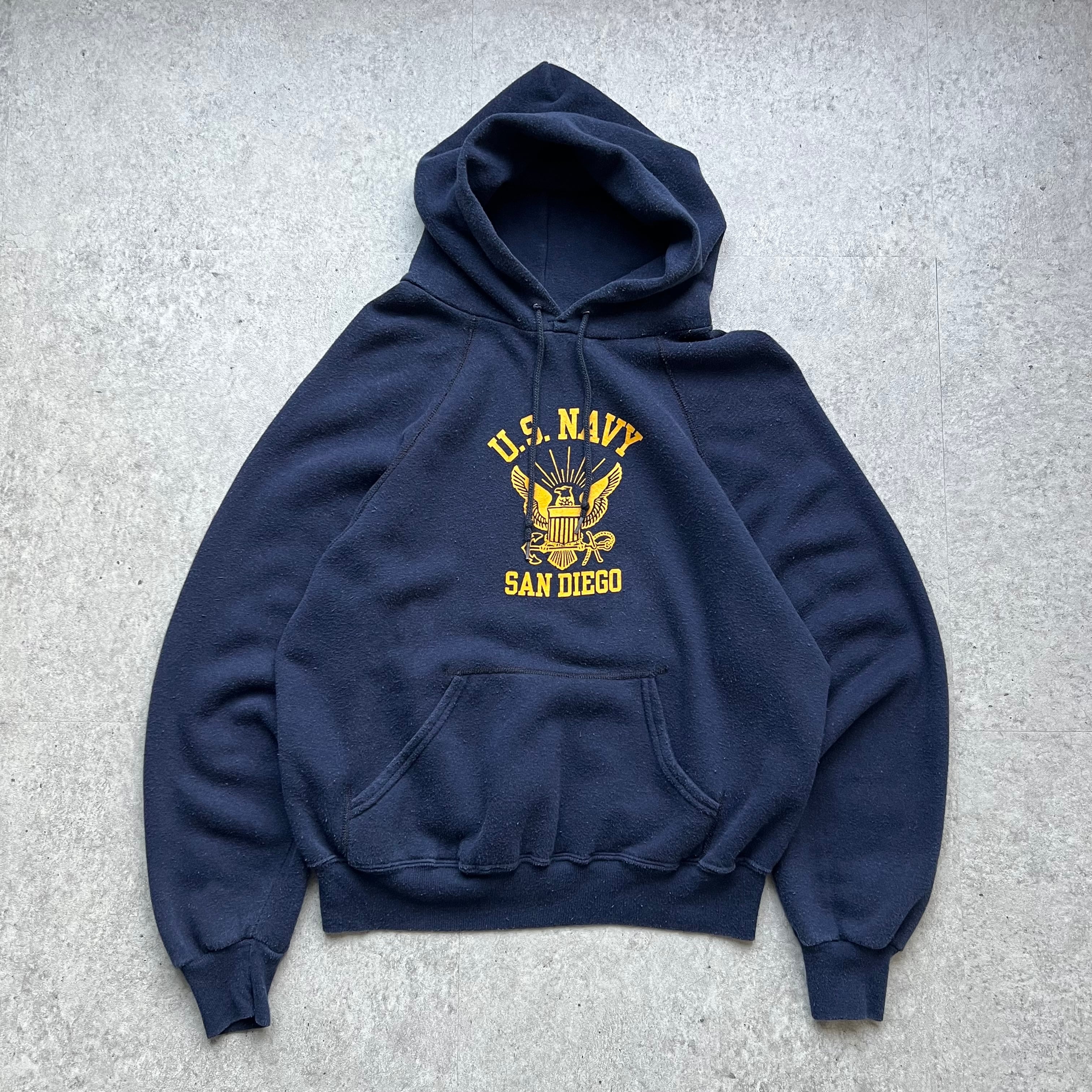 90s “ADIDAS” バレンシアガ元ネタ big trefoil logo navy hoodie
