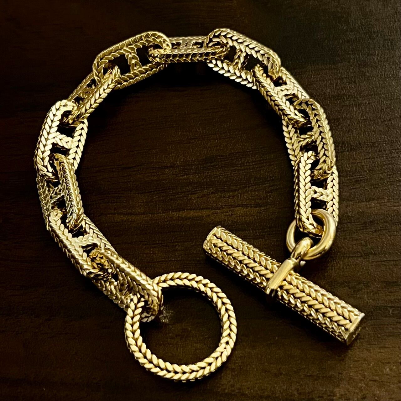 ASK＞ VINTAGE HERMES Chaine d'Ancre Tressée Bracelet TGM 11 Links