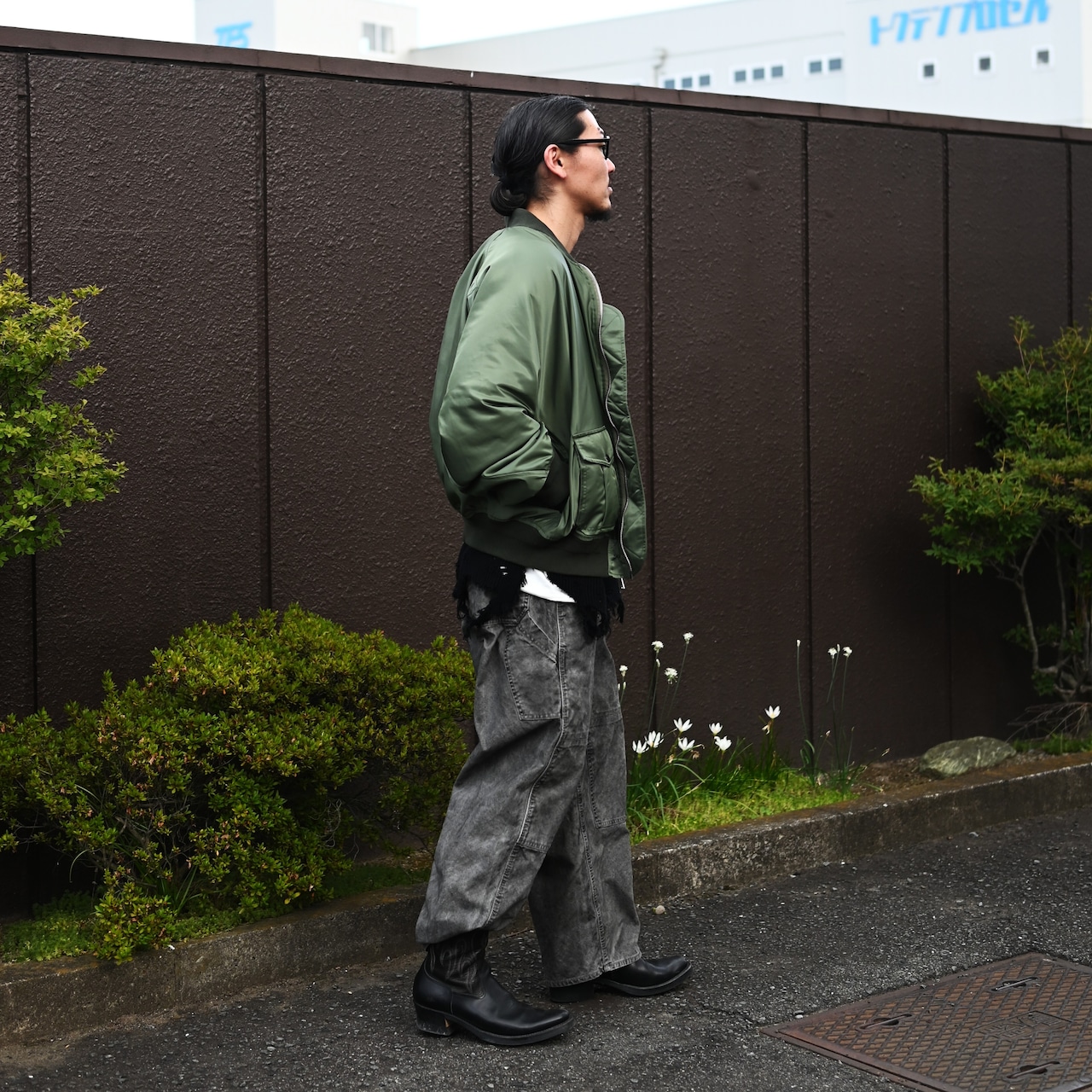 Leh(レー)GANKO別注×damage waffle L/S sweater コーディネート
