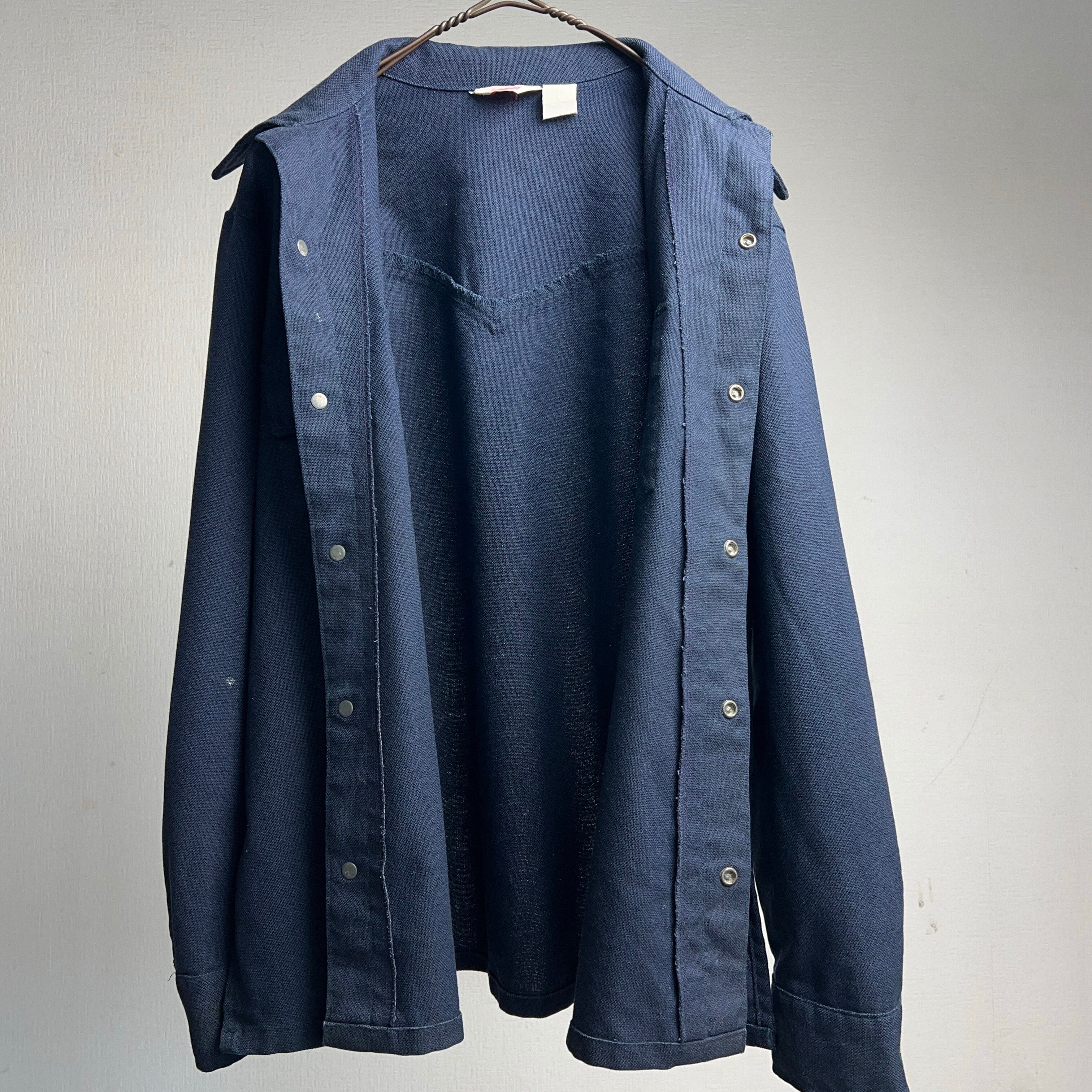 70's LEVI'S POLY-COTTON SHIRTJACKET NAVY BIG E 70年代 リーバイス