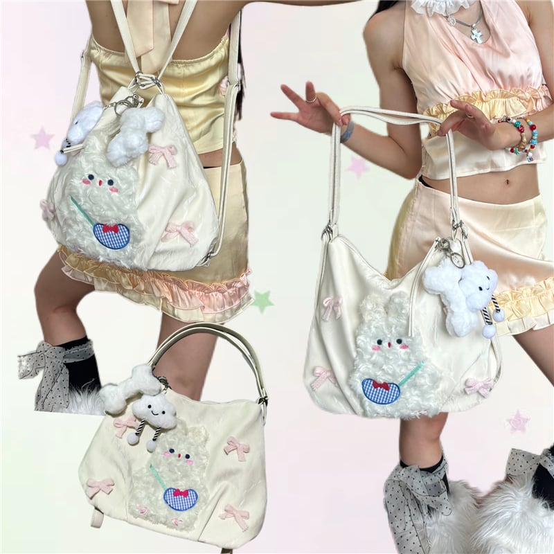 Hottieオリジナル白兔ぬいぐるみ2WAYバッグ