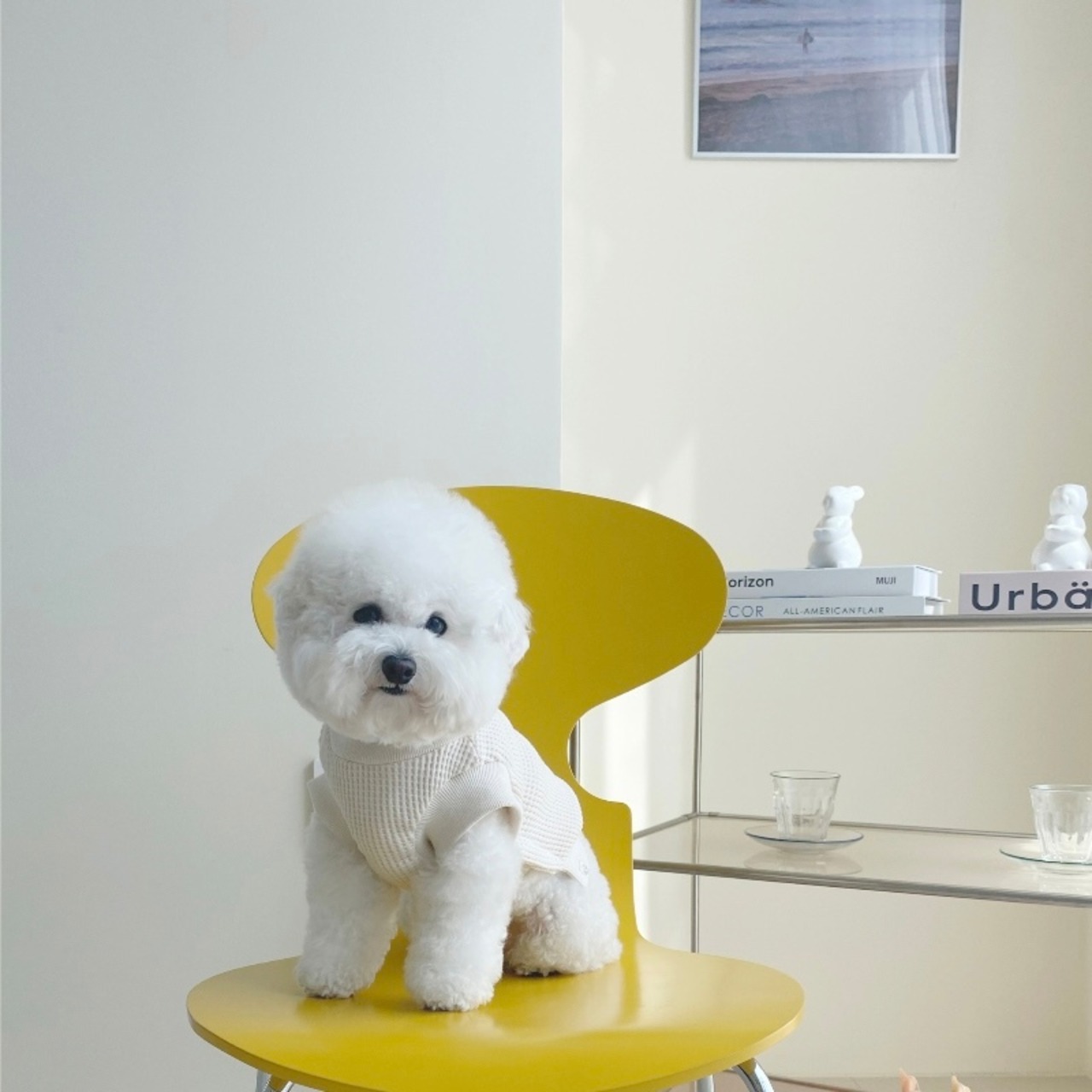 【即納】EYOU ワッフル ハイネック ベスト｜ホワイト - 3