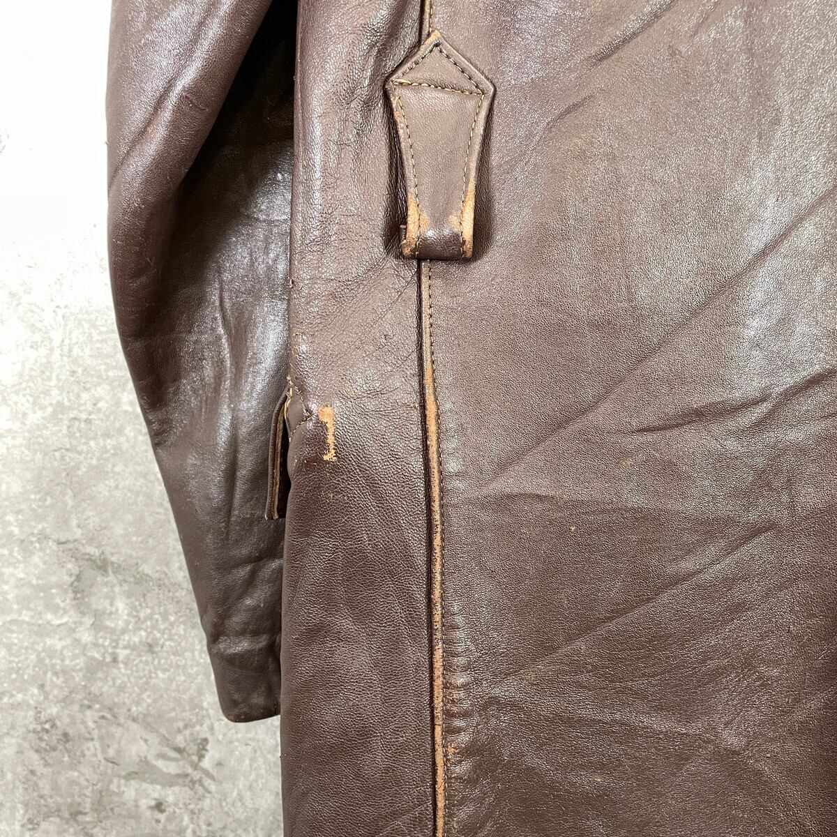 50〜60年代 フランス レザー マッキノーコート メンズXL相当 古着 50s