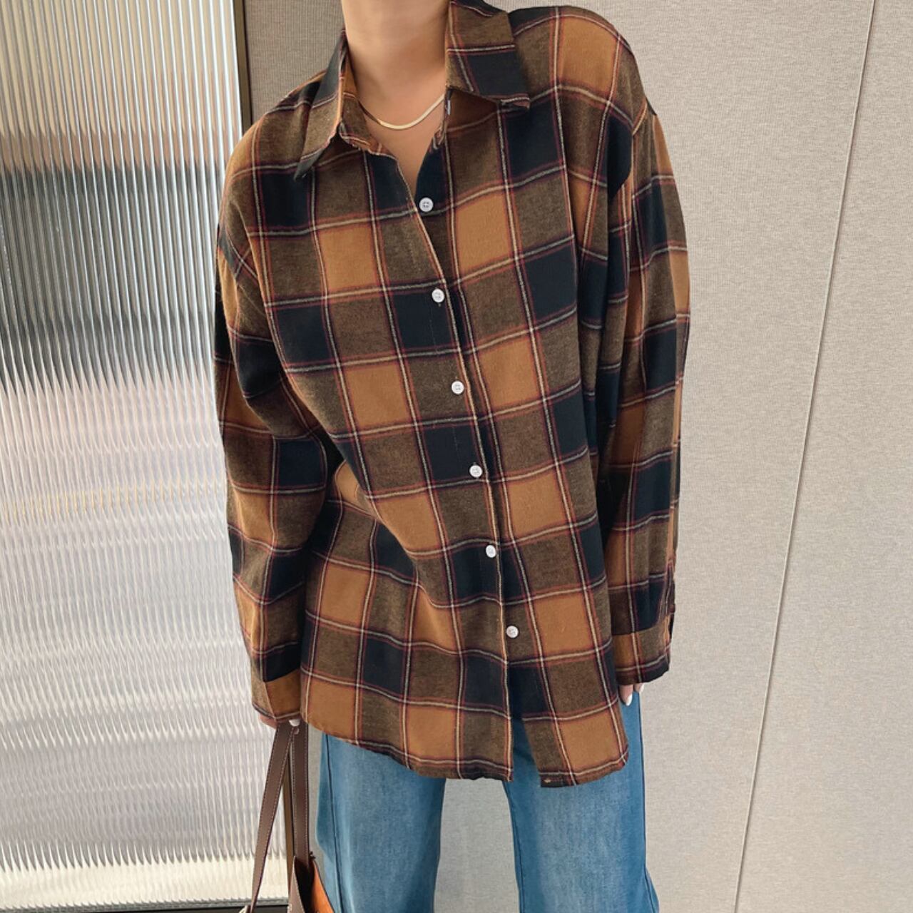 Oversized checked shirt S1575