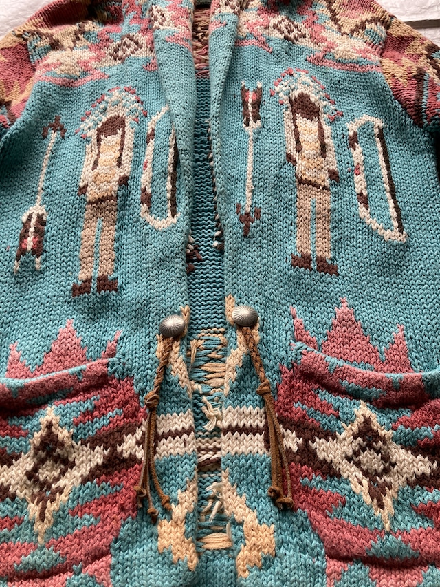 Ralph Lauren ラルフローレン ハンドニット 80s〜90s ポロカントリー ネイティブ柄 コンチョ ヴィンテージ古着 画像2