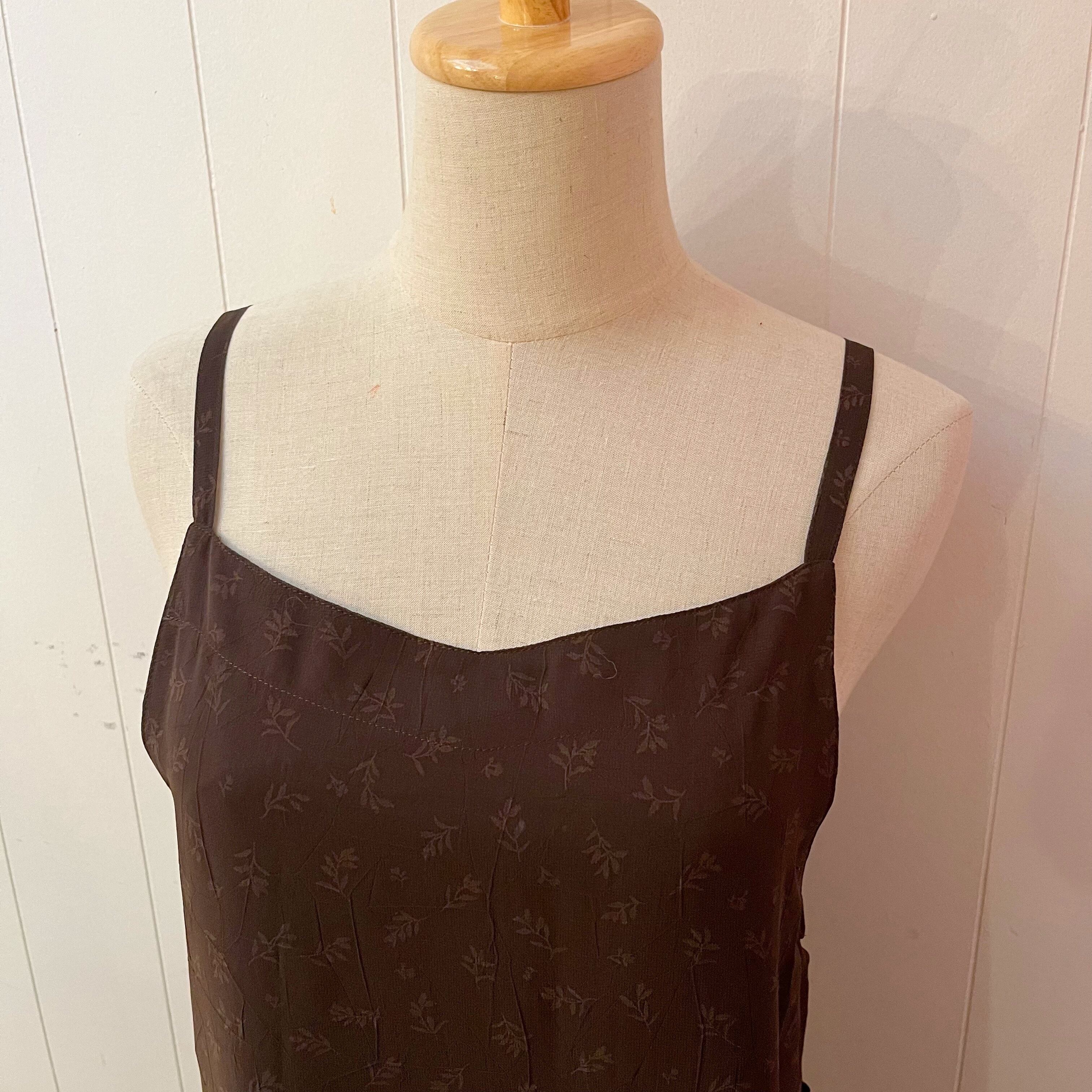 brown camisole sheer one-piece