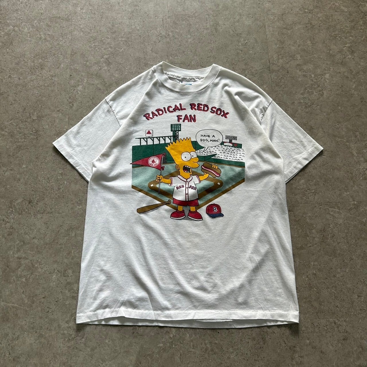 80s The Simpsons parody "HAVE A DOG, MAN!" RADICAL RED SOX FAN T-shirt【仙台店】