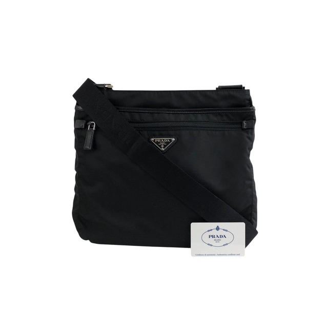 PRADA プラダ ショルダーバッグ ブラック トライアングルロゴ ナイロン レザー サフィアーノ vintage ヴィンテージ オールド 4i8cr5