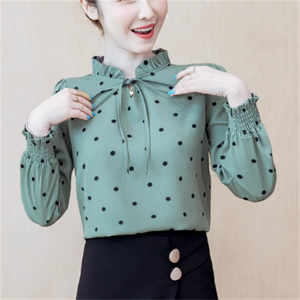 【送料無料】 トップス 5色 ブラウス 袖あり 長袖 Vネック Aライン フレア プルオーバー リボン 薄手生地 かわいい 大人可愛い 大人女子 こなれ感 シンプル カジュアル 大人 上品 おしゃれ お洒落 ラフ コンサバ エレガント フェミニン ガーリー ドット柄 水玉 秋 20代 30代 40代 レディース 女性用 ママ デート お出かけ お茶会 女子会 休日 演奏会 授業参観 オフィス ビジネス OL 通勤 着回し プチプライス カラバリ デイリーユース 普段使い 韓国 ファッション 着痩せ