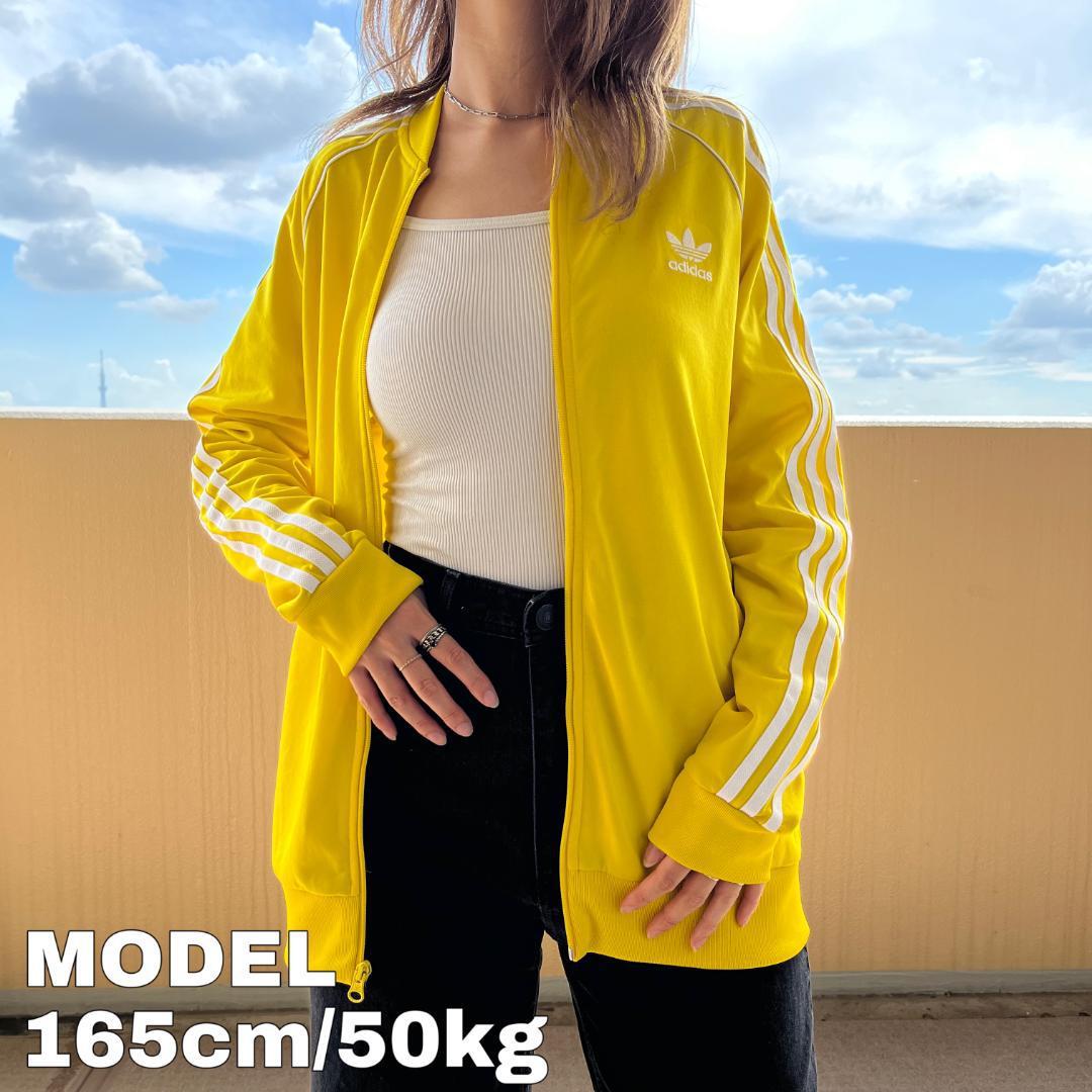 adidas アディダス トラックジャケット 黄色イエロー 刺繍ワンポイントXL-