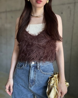 シャギーニットビスチェ【ブラウン】