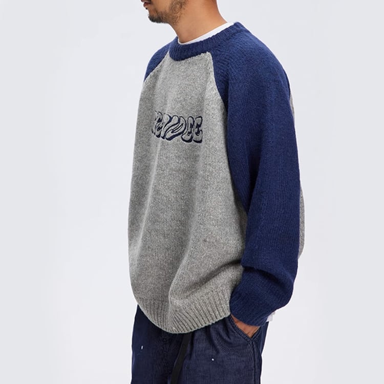 ★LETTER EMBROIDERY ROUND NECK SWEATER　　　A0868