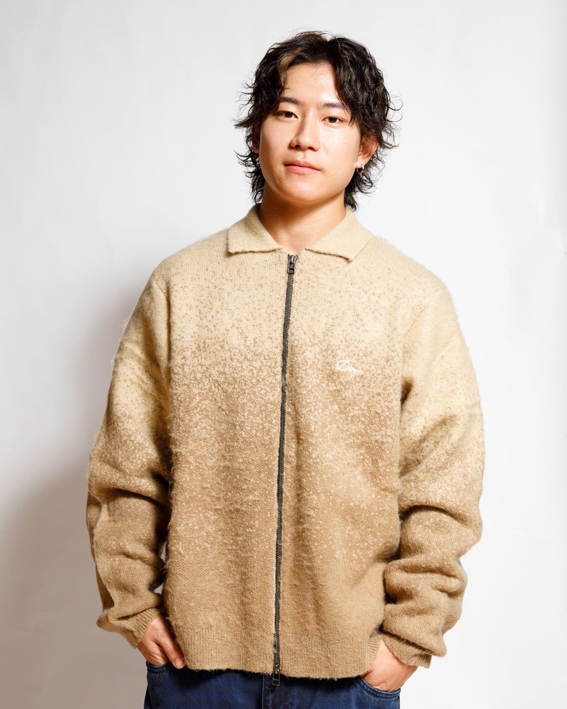 DIME / Mohair Double Zip Knit - Camel | GOOD TIMES