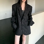 shiny wide tailored jacket / l0868