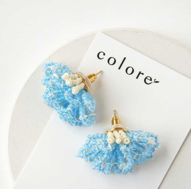 ビーズタッセルピアス・イヤリング｜light blue