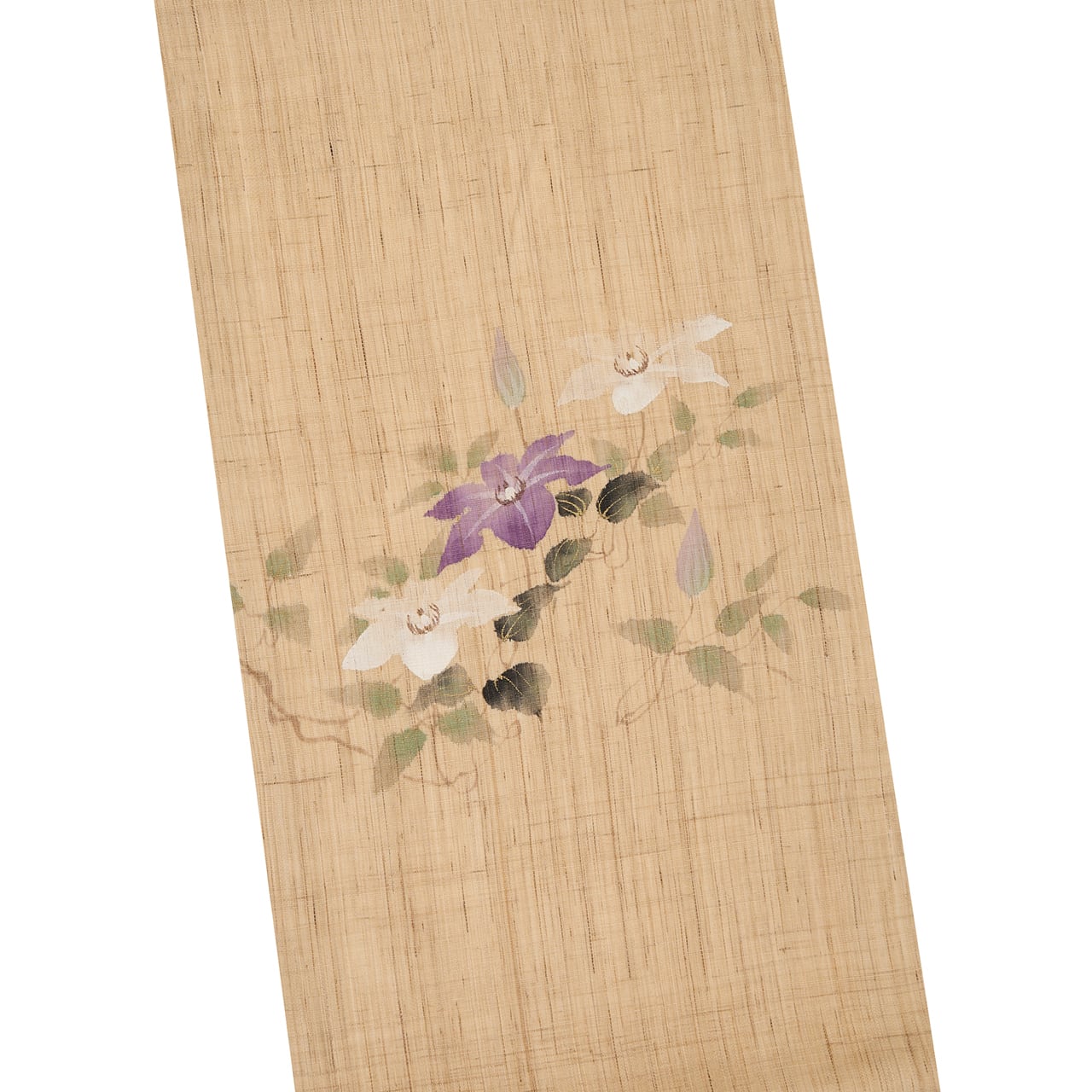桐山紫香 テッセンの模様 手描 麻名古屋帯【未着用品】 | かわの屋