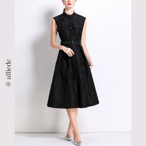 フラワージャカードノースリーブワンピース　A3137