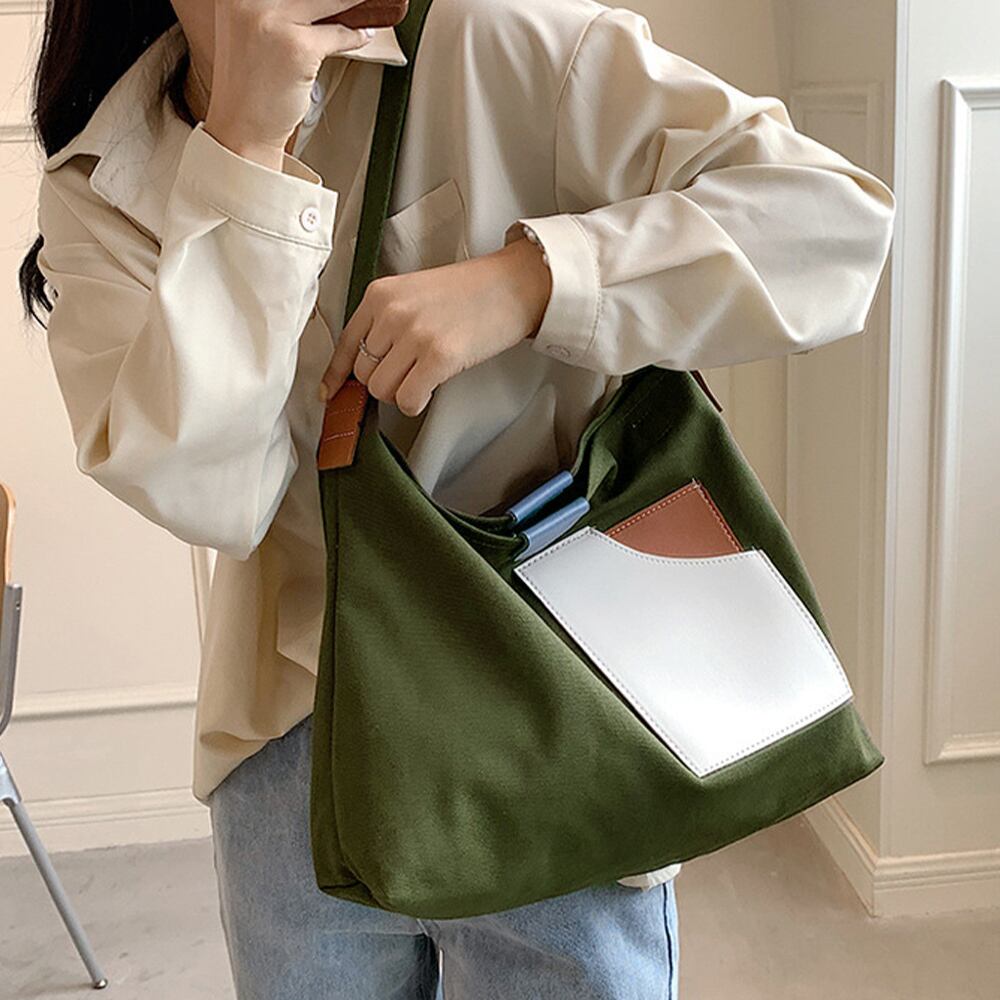 レディース A4サイズ 配色 手提げバッグ 韓国風 布バッグ カジュアル