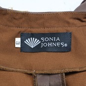 【美品 フラメンコ衣装】ブラウン SONIA JOHNES ソニアジョーンズ ブラウス トップス 茶色 無地 フリル レース ダンス用