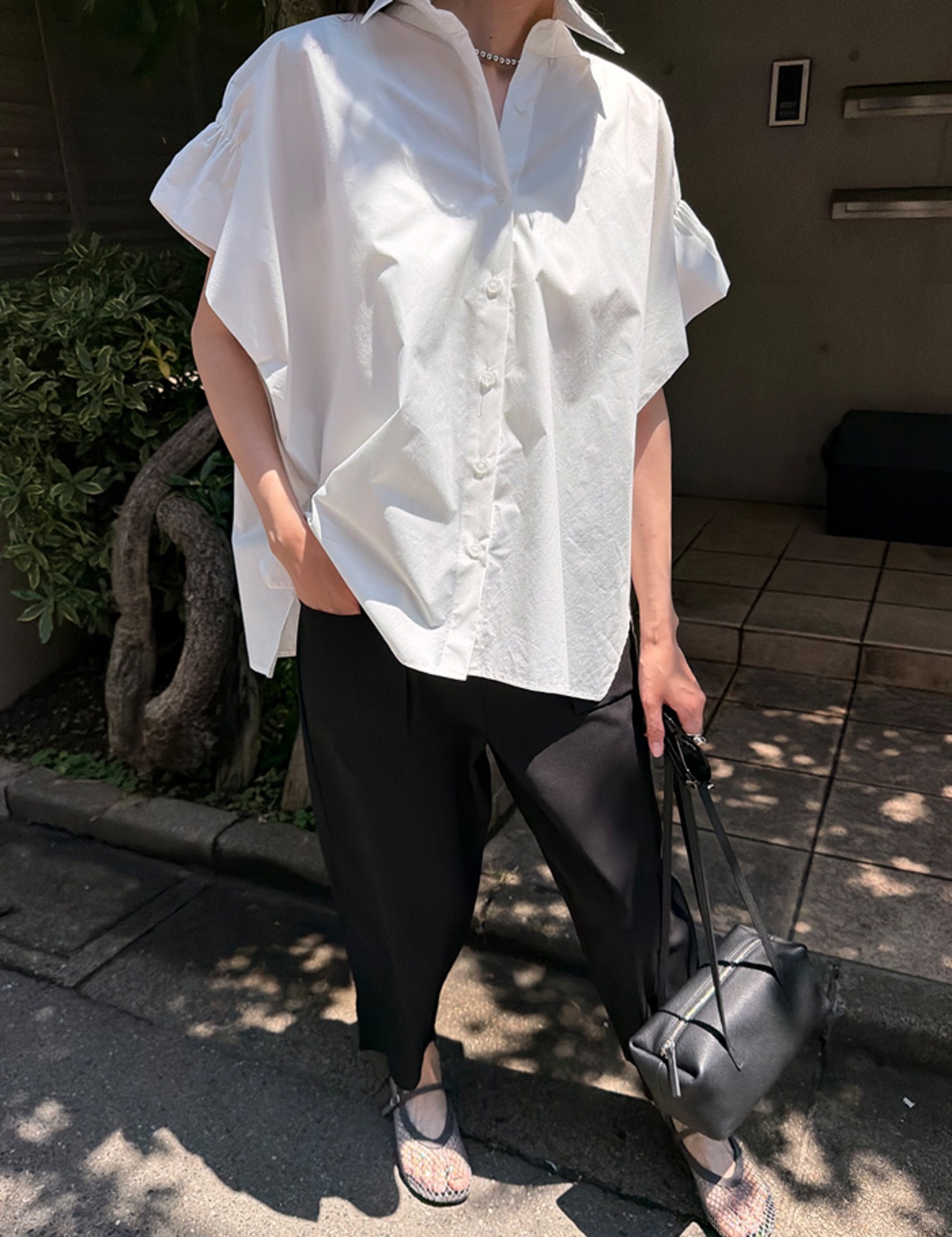 【26ss】Shoulder-Shirring Shirts_Beige・Navy