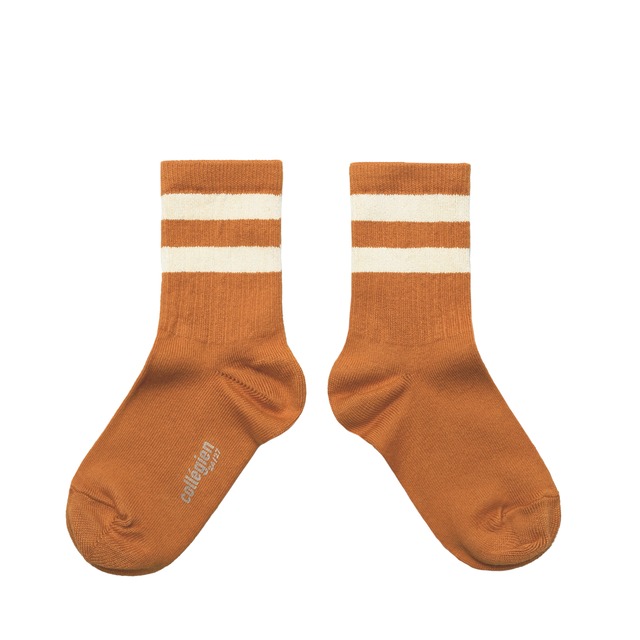 【collegien】Nico - Ribbed Varsity Crew Socks - Terracotta