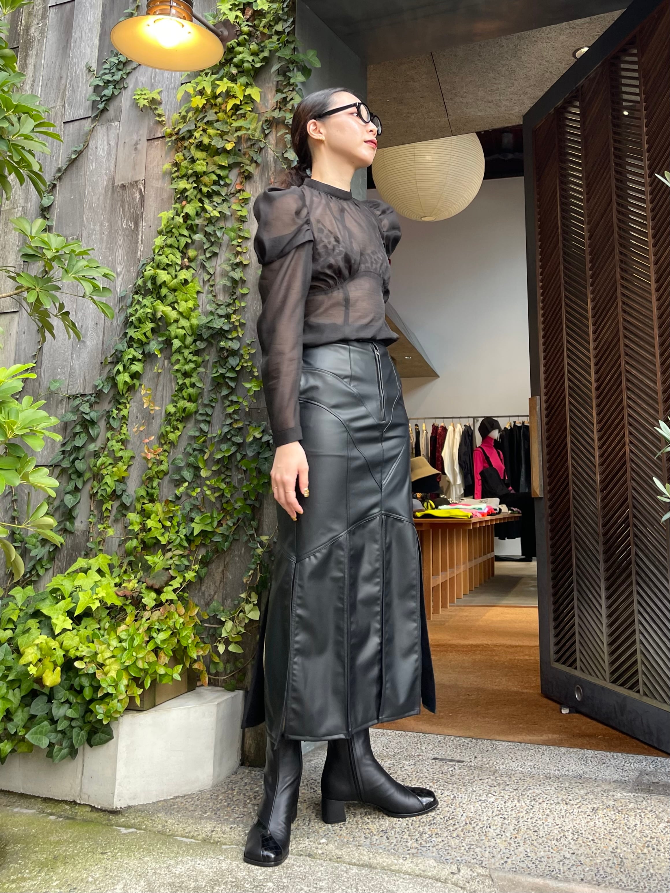 23AW】FETICO フェティコ / FAUX-LEATHER SLIT SKIRT | TRENT  