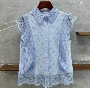 レースフリルノースリーブシャツ　23109