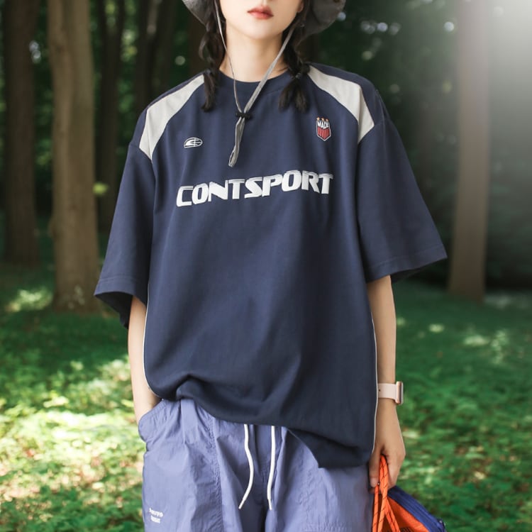 Logo Print Box Silhouette T-Shirt ‐3col‐ A0461