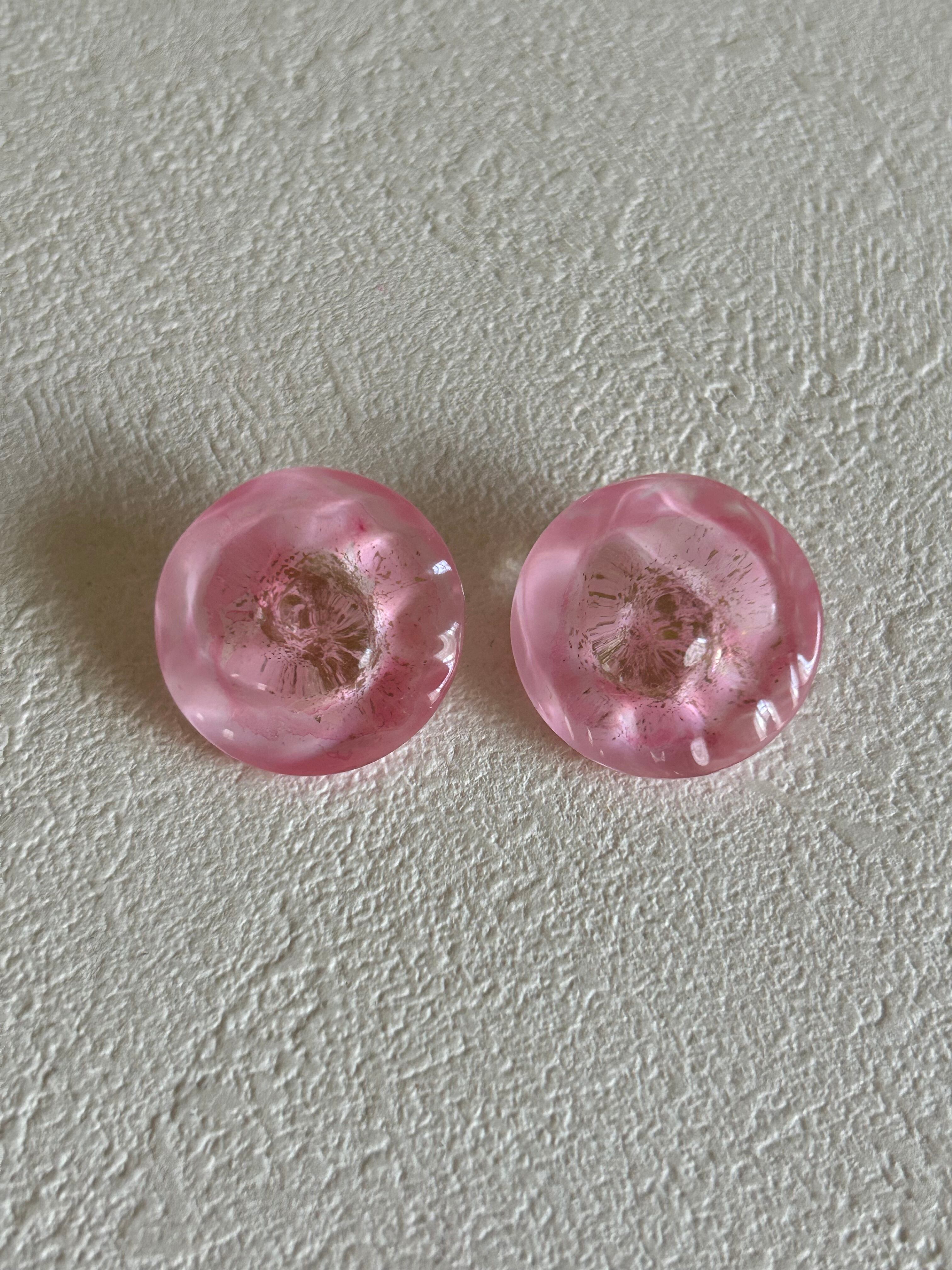 Japanese Vintage ボタン 23mm button ピンク 渦 アクセサリーパーツ 装飾材 カルトナージュ