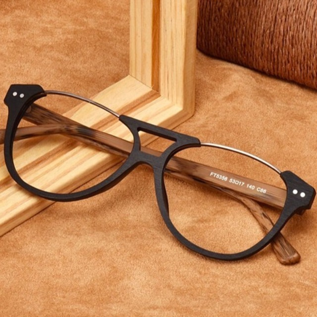 Wood Grain × Metal Two Bridge Glasses -boston- / ウッド グレイン × メタル ツーブリッジ フレーム メガネ -ボストン-