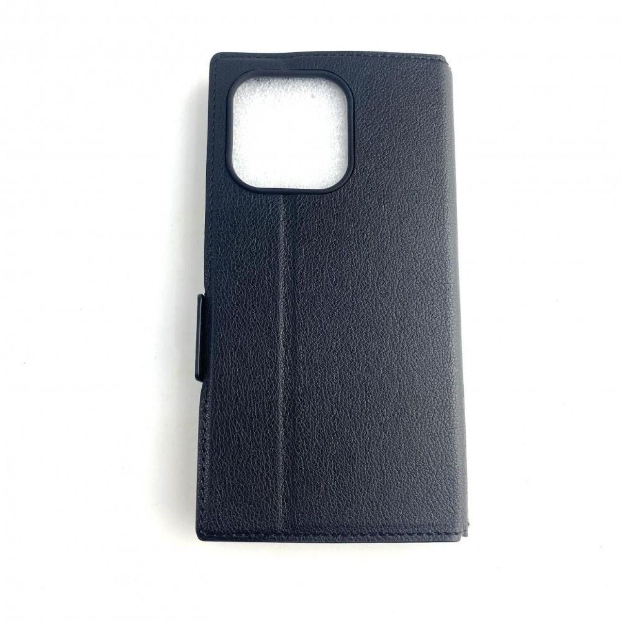 iPhone 15 Pro 手帳型ケース BOOK SLIM&W POCKET 薄型 軽量 PUレザー ブラック