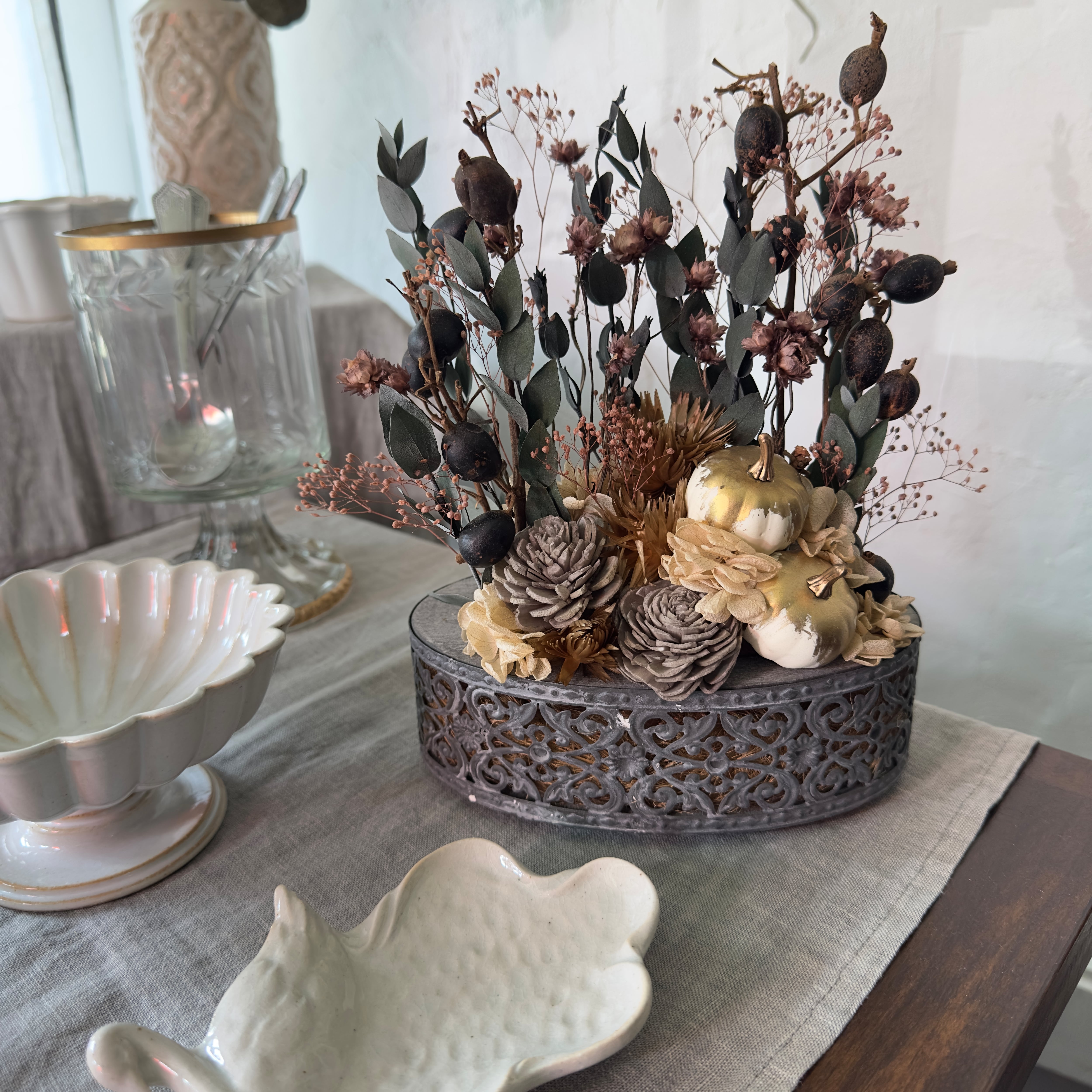 セピア色のハロウィンアレンジメント❷ ドライ&プリザーブドフラワー