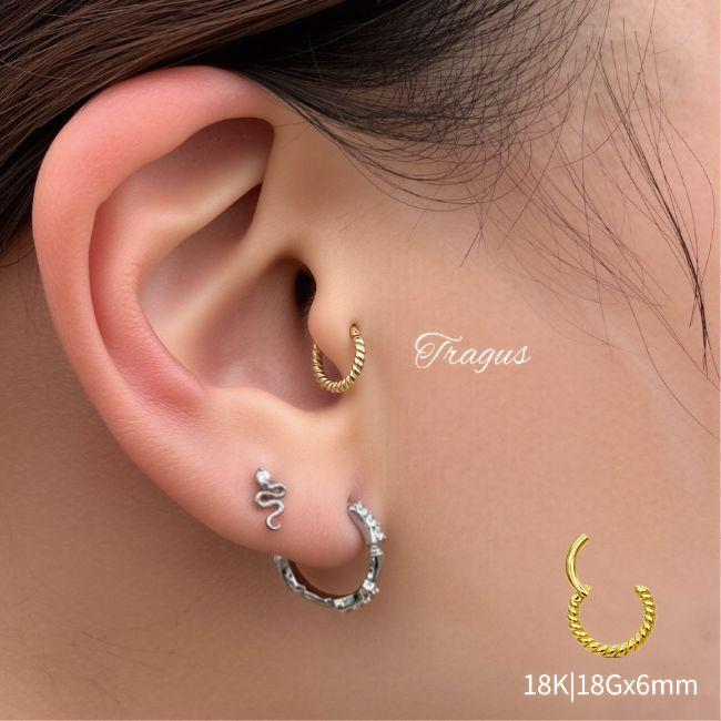 ピアス　No.5676 K18 18g 18金ゴールド 内径6mm ツイスト ワンタッチピアス 18K