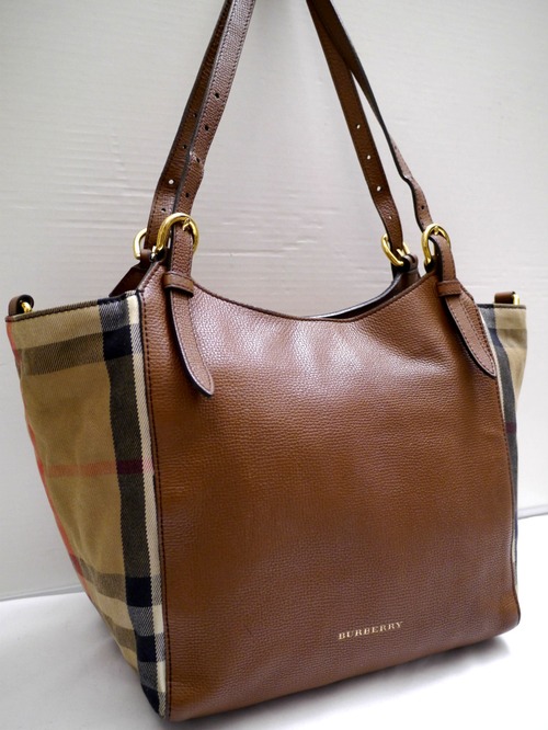 2017美品★BURBERRY バーバリー ファントムライン キャンバスxレザー切替 トート ハンド バッグ 茶★ 希少なファーストラインの秀逸モデル