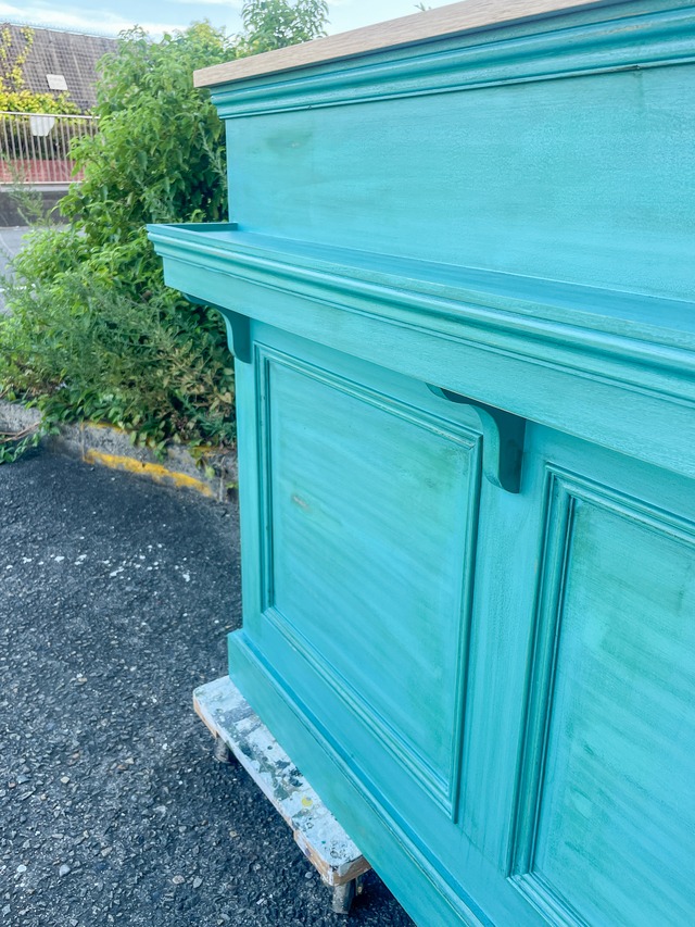 美容室向けアンティーク調L字カウンター123　（特注レジカウンター・ビル内搬入可）W1300✕D1200