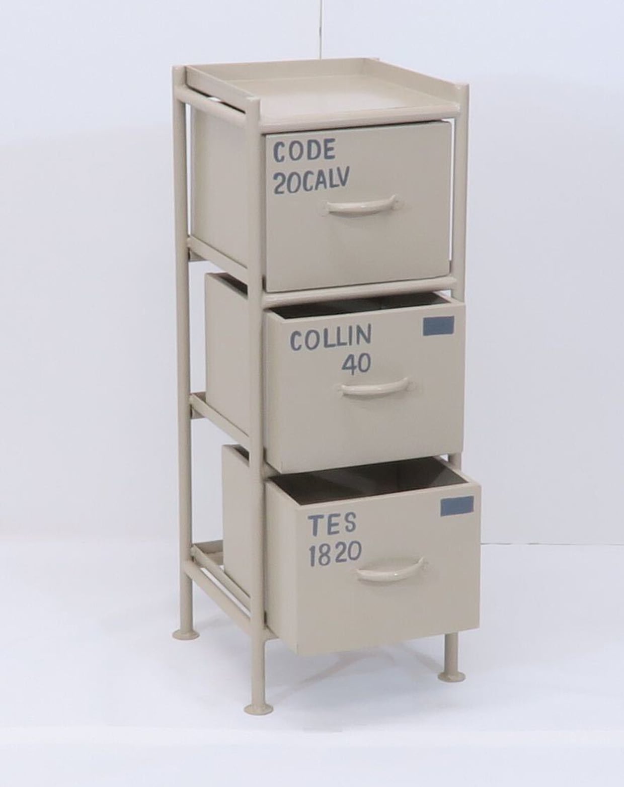 VERTICAL 3 DRAWERS CHEST - BEIGE / 縦型 アイアンチェスト 3杯 