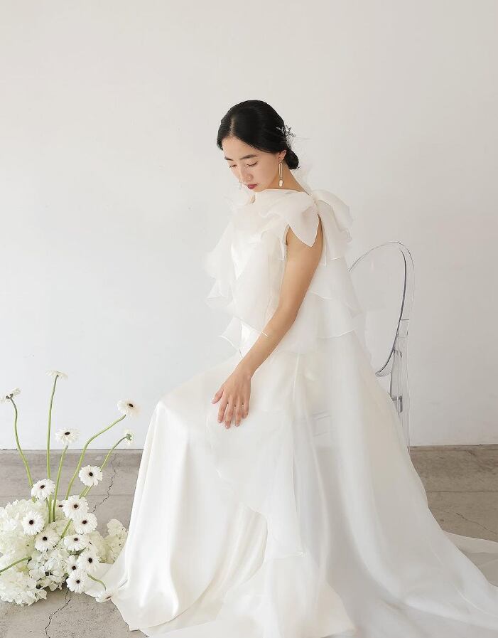 高品質！ウェディングドレス ケープ風ドレス キャミソール 華やかな  