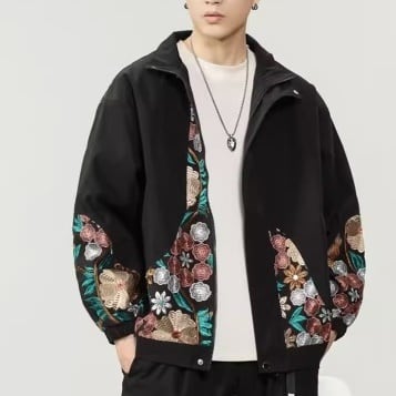 けにやまだ様　花刺繍のライトジャケット　M、XL Yohji Yamamoto 2025SS フラワーパターン ジャケットスタイリング