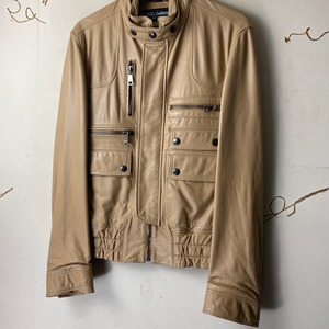 DOLCE&GABBANA skin color leather riders jacket