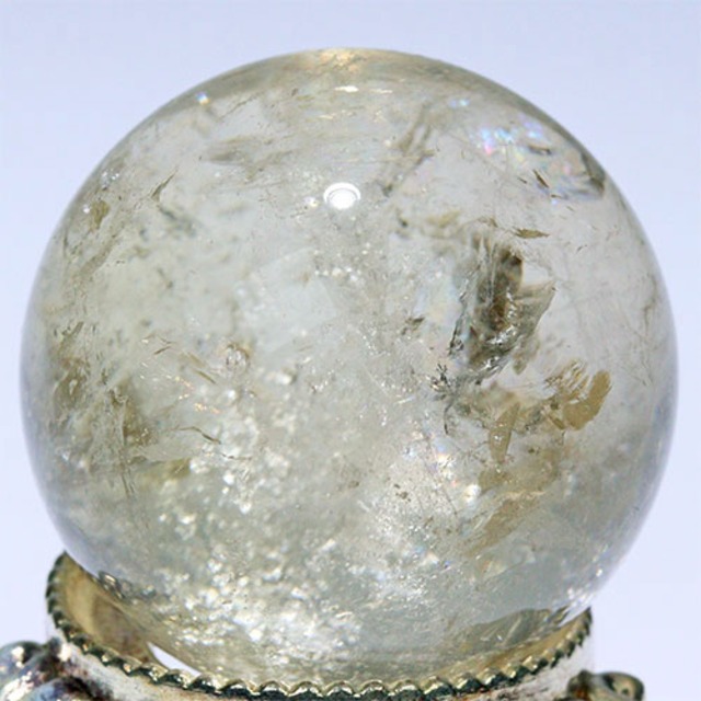 〔D453-14〕約36mm シトリン 虹入り スフィア Citrine 丸玉  黄水晶 置物 風水【メール便不可】