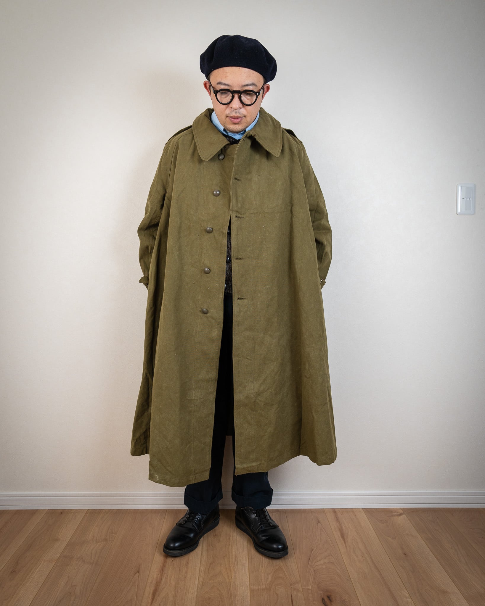 DEADSTOCK】40-50's French Army M-35 Motorcycle Coat Long Type 実物