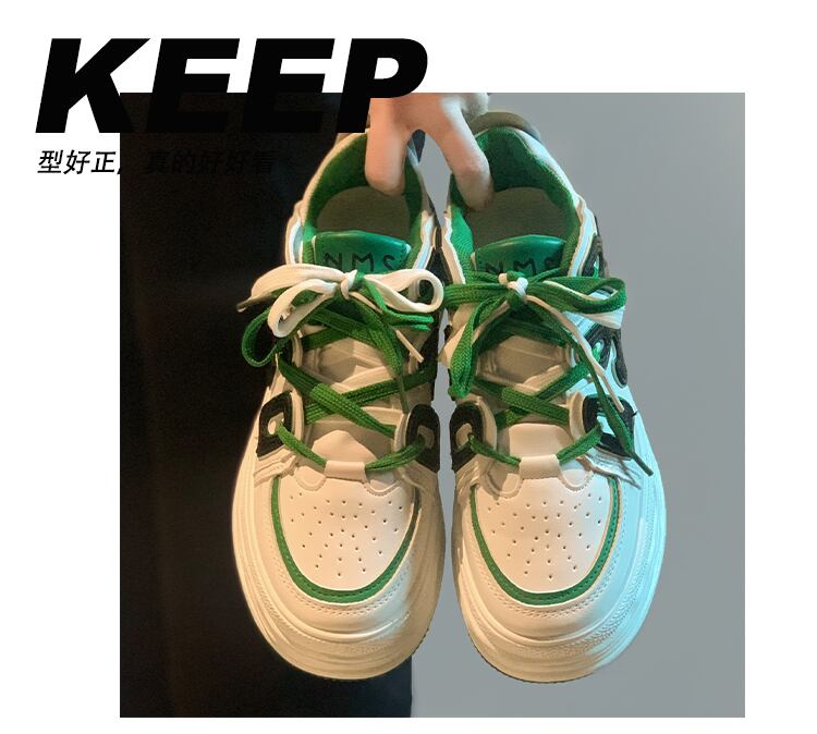 靴レディース2022年春新しいレースアップ厚底滑り止めネットレッド