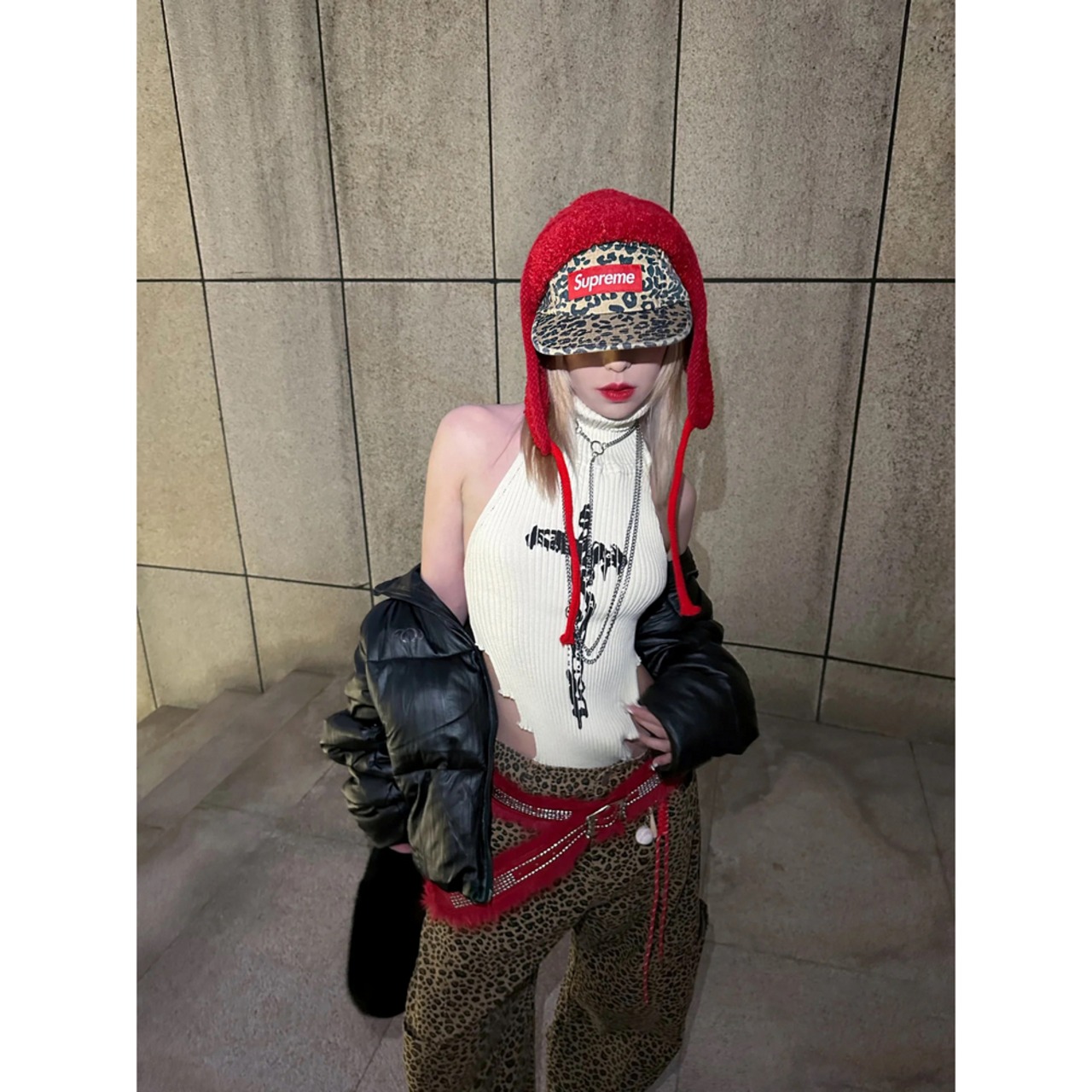 ストリート ヒョウ柄 カーゴパンツ P329