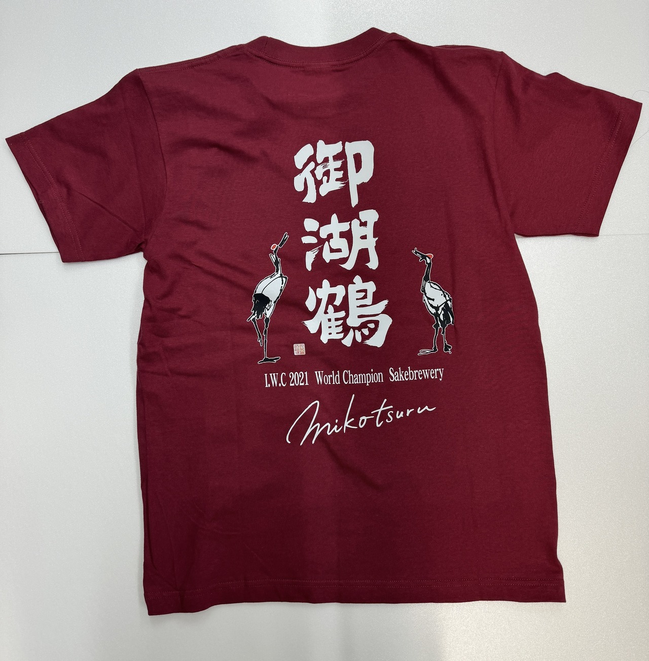 御湖鶴　オリジナルTシャツ　バーガンディ