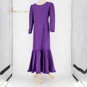 フラダンス 衣装 ワンピース ドレス パープル系 ワンカラー 無地 長袖 フリル シンプル 華やか 鮮やか きれい 上品 かわいい 大人っぽい 紫 ハワイアン アロハ ハワイアンプリント フラ ダンス レッスン 練習 ダンスウエア 美しい 色鮮やか