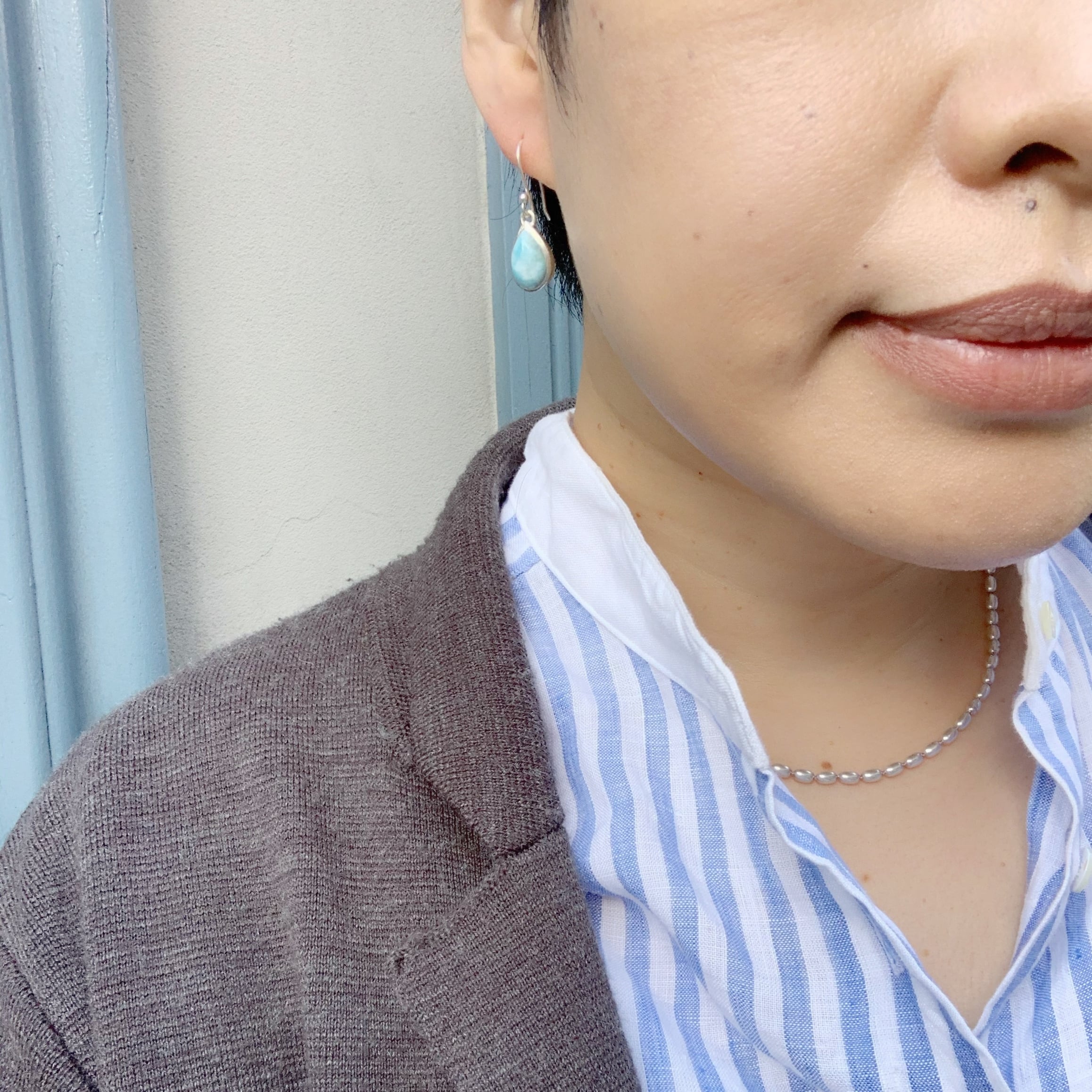 ラリマー ドロップ型 フックピアス M size 1.3 x 1.0cm | 【公式