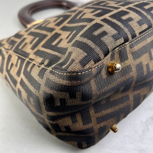 FENDI フェンディ ズッカ キャンバス ハンドバッグ ブラウン A-13700